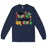 Navy chip dippin' margarita sippin Long Sleeve Tee - MaliasSmallBusiness