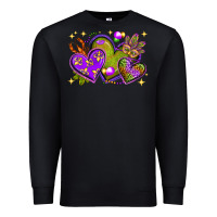 Black Mardi Gras hearts Premium Sweatshirt - NancyCooperArtShop