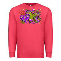 Cardinal Mardi Gras hearts Premium Sweatshirt - NancyCooperArtShop