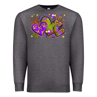 Charcoal Heather Mardi Gras hearts Premium Sweatshirt - NancyCooperArtShop