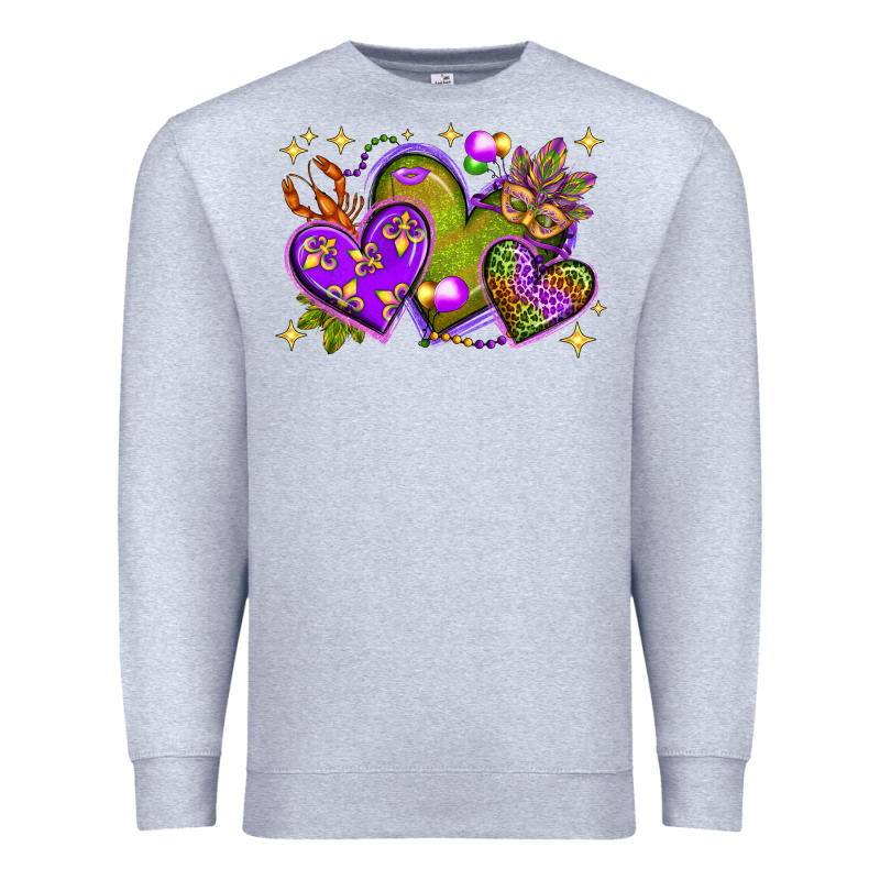 Mardi Gras Hearts Premium Sweatshirt by NancyCooperArtShop | Teevron