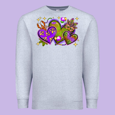 Mardi Gras Hearts Premium Sweatshirt Designed By Nancycooperartshop