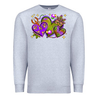 Heather Grey Mardi Gras hearts Premium Sweatshirt - NancyCooperArtShop