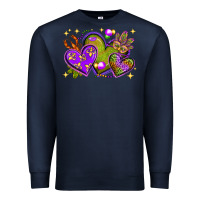 Navy Mardi Gras hearts Premium Sweatshirt - NancyCooperArtShop