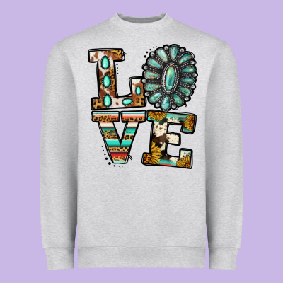 Turquoise Love Heavyweight Sweatshirt Designed By Jasminsmagicworld