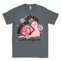 Charcoal Heather snail progress is stil progress Classic Tee - MaliasSmallBusiness