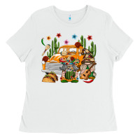 White Mexican Gnome Truck Ladies Tee - texasbilliewilder
