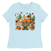 Baby Blue Mexican Gnome Truck Ladies Tee - texasbilliewilder