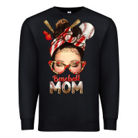 Black Baseball Mom Messy Bun Premium Sweatshirt - texasbilliewilder