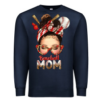 Navy Baseball Mom Messy Bun Premium Sweatshirt - texasbilliewilder