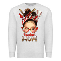 Oatmeal Heather Baseball Mom Messy Bun Premium Sweatshirt - texasbilliewilder