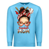 Ocean Blue Baseball Mom Messy Bun Premium Sweatshirt - texasbilliewilder