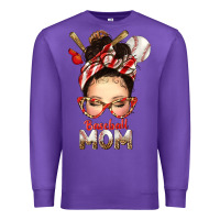 Purple Baseball Mom Messy Bun Premium Sweatshirt - texasbilliewilder