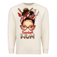 Sandshell Baseball Mom Messy Bun Premium Sweatshirt - texasbilliewilder