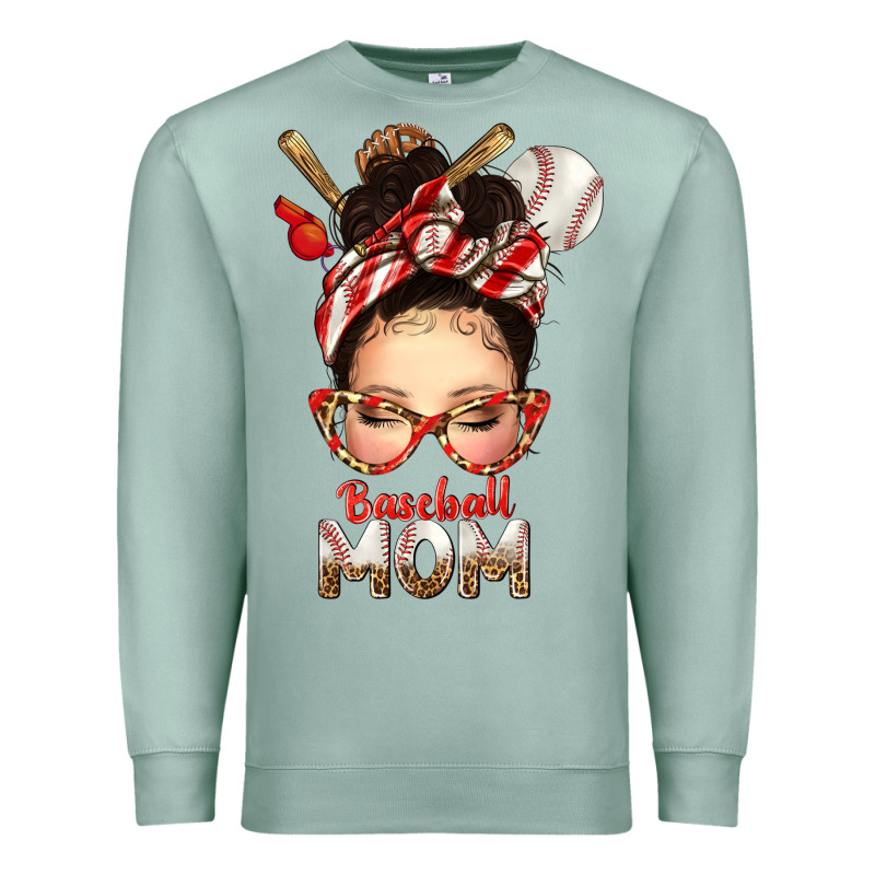 Baseball Mom Messy Bun Premium Sweatshirt by texasbilliewilder | Teevron