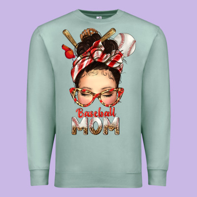 Baseball Mom Messy Bun Premium Sweatshirt Designed By Texasbilliewilder