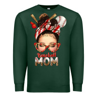 Sports Green Baseball Mom Messy Bun Premium Sweatshirt - texasbilliewilder