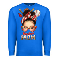 True Royal Baseball Mom Messy Bun Premium Sweatshirt - texasbilliewilder