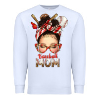 White Baseball Mom Messy Bun Premium Sweatshirt - texasbilliewilder