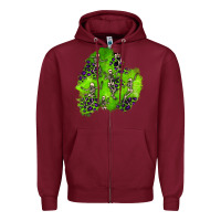 Burgundy halloween patch 3 Zipper Hoodie - BundleAndBundleShop