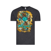 Vintage Black western cross blessed lily butterfly Vintage Tee - BarkalooDesign