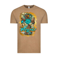 Western Cross Blessed Lily Butterfly Vintage Tee | Teevron