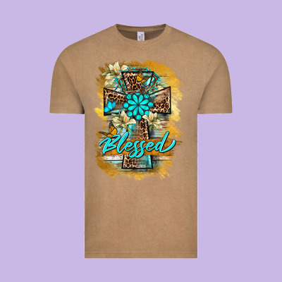 Western Cross Blessed Lily Butterfly Vintage Tee Designed By Barkaloodesign