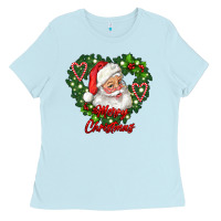 Baby Blue merry christmas santa Ladies Tee - RanaPortraitStore
