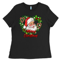 Black merry christmas santa Ladies Tee - RanaPortraitStore