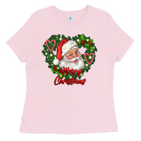 Bubblegum Pink merry christmas santa Ladies Tee - RanaPortraitStore