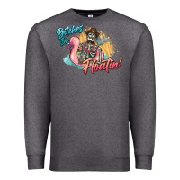 Charcoal Heather Bitches be floatin' skeleton summer Premium Sweatshirt - NancyCooperArtShop