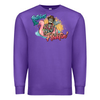 Purple Bitches be floatin' skeleton summer Premium Sweatshirt - NancyCooperArtShop