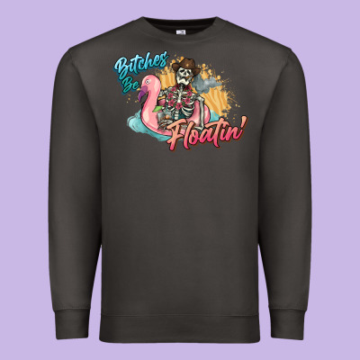Bitches Be Floatin' Skeleton Summer Premium Sweatshirt Designed By Nancycooperartshop