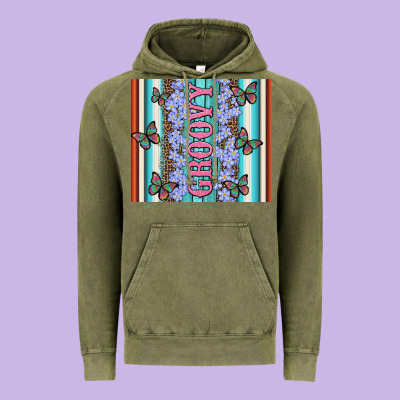 Groovy With Flowers And Butterflies Vintage Hoodie Designed By Artiststas