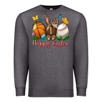 Charcoal Heather Happy Easter sports with butterfly Premium Sweatshirt - NancyCooperArtShop