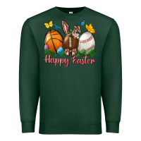Sports Green Happy Easter sports with butterfly Premium Sweatshirt - NancyCooperArtShop