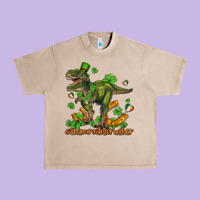 Shamrockscrusher T Rex And Horseshoe Urban Heavy Tee Designed By Adodesignshop