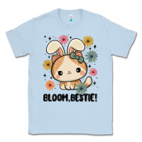 Dusty Blue bloom bestie cat Classic Tee - MaliasSmallBusiness