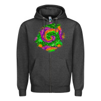 Charcoal Heather halloween patch  1 Zipper Hoodie - BundleAndBundleShop