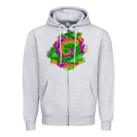 Heather Grey halloween patch  1 Zipper Hoodie - BundleAndBundleShop