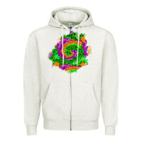Oatmeal Heather halloween patch  1 Zipper Hoodie - BundleAndBundleShop