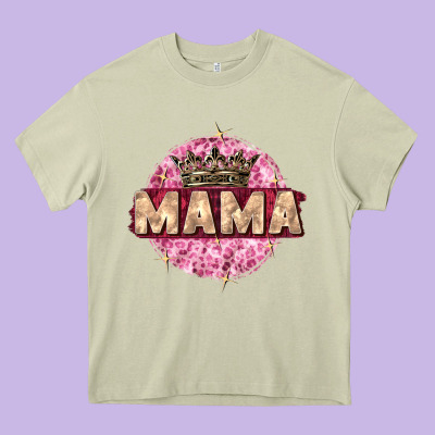 Mama With Round Leopard Heavy Core Tee Designed By Zillion Design Studio