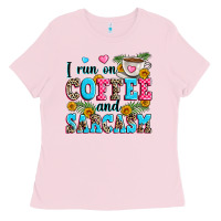 Bubblegum Pink i run on coffee and sarcasm Ladies Tee - Zillion Design Studio