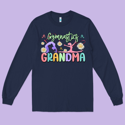 Gymnastics Grandma Long Sleeve Tee Designed By Maliassmallbusiness