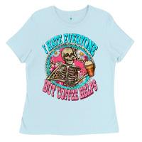 Baby Blue i hate everyone but coffee helps Ladies Tee - Zillion Design Studio