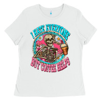 White i hate everyone but coffee helps Ladies Tee - Zillion Design Studio