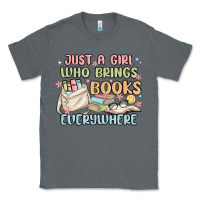 Charcoal Heather just a girl who brings books everywhere Classic Tee - MaliasSmallBusiness
