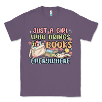 Lavender just a girl who brings books everywhere Classic Tee - MaliasSmallBusiness