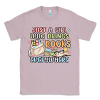 Lilac just a girl who brings books everywhere Classic Tee - MaliasSmallBusiness
