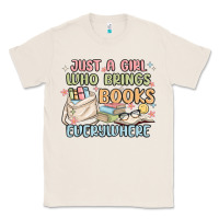 Natural just a girl who brings books everywhere Classic Tee - MaliasSmallBusiness